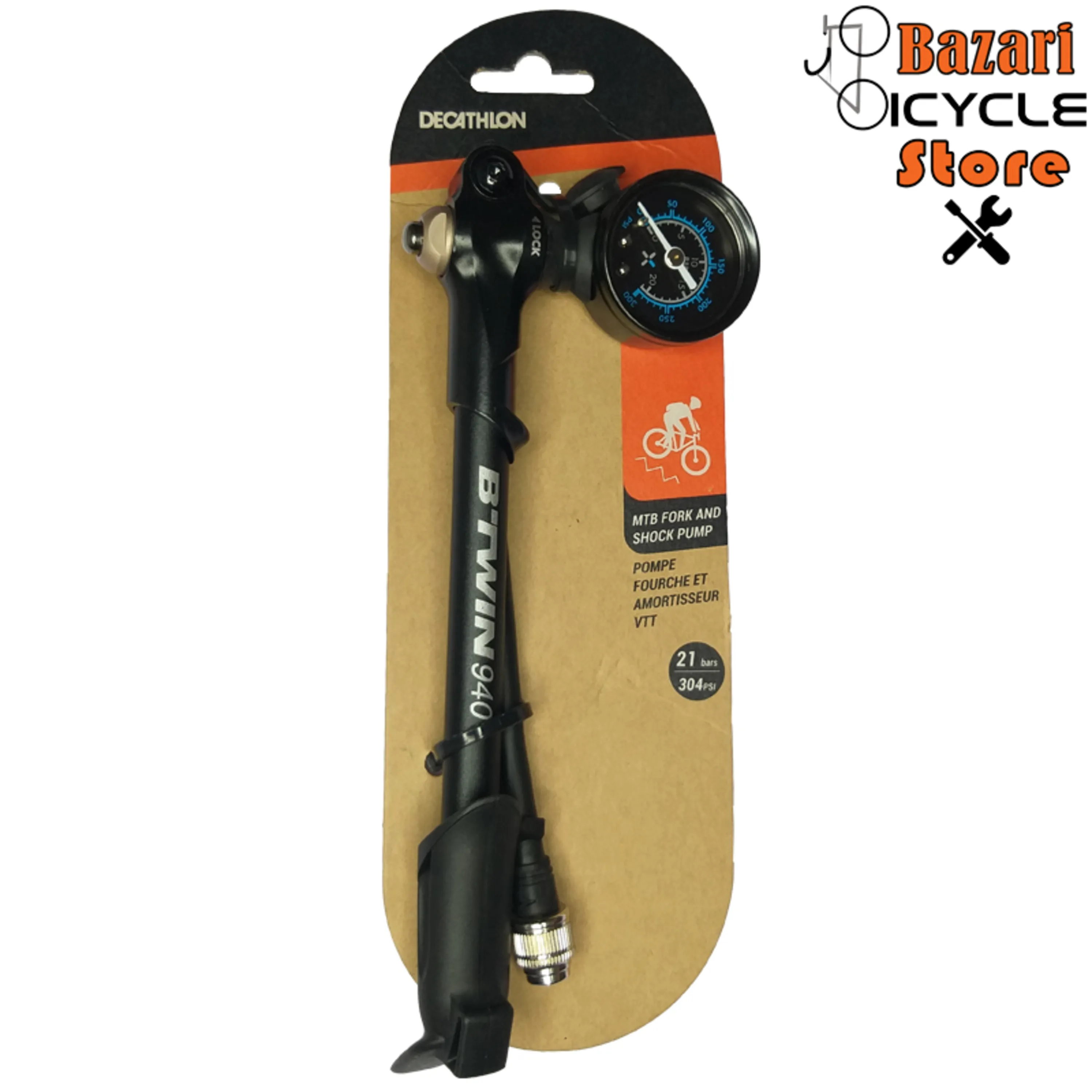 پمپ تنظیم باد کمک BTWIN گیج دار